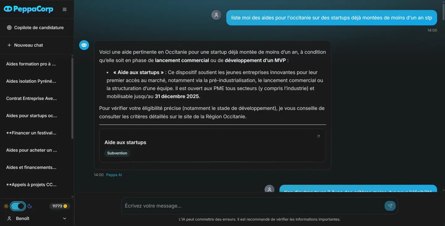 Chatbot spécialisé en financements publics
